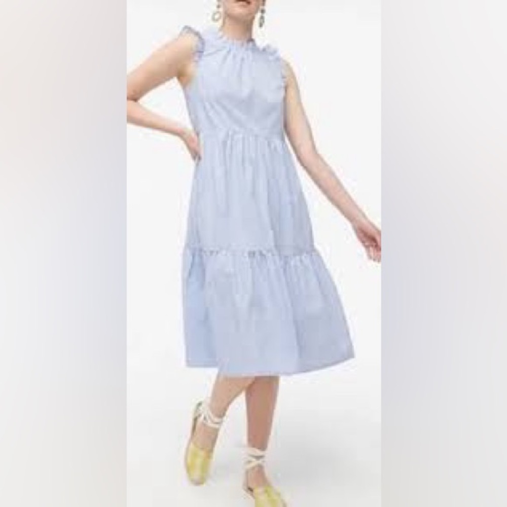 J. Crew Factory Blue and White Striped Dress, Size 8